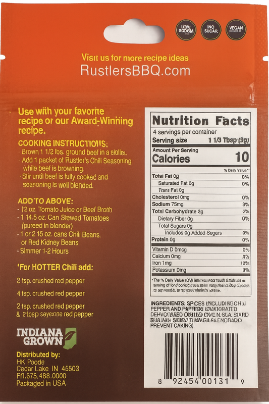 Rustler's Chili Seasoning 1.25 OZ Packet